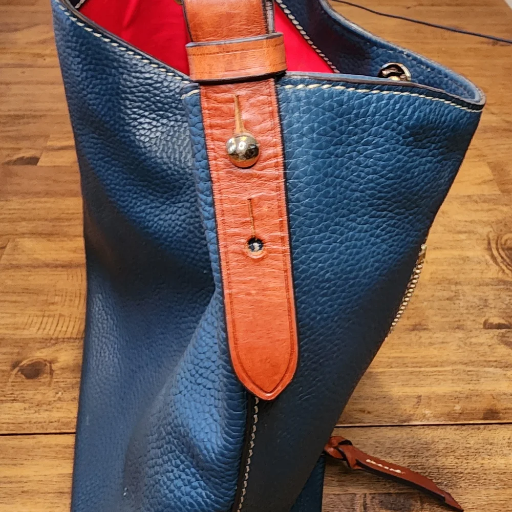 Dooney & Bourke Teal Leather Hobo Bag with Gold Accents